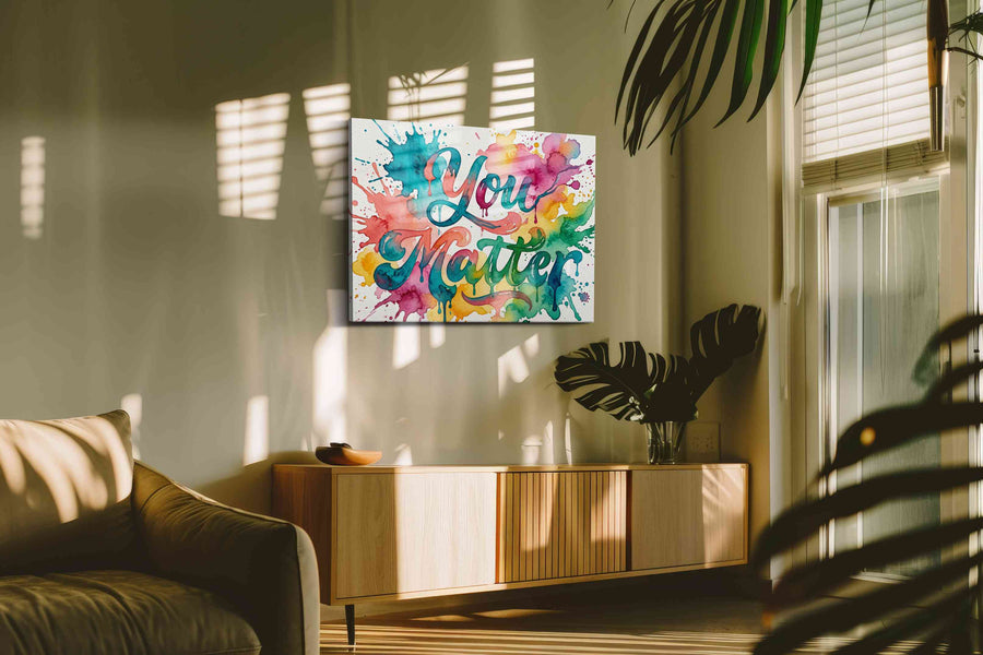 Vibrant Affirmations motivational canvas print, on wall, lifestyle preview