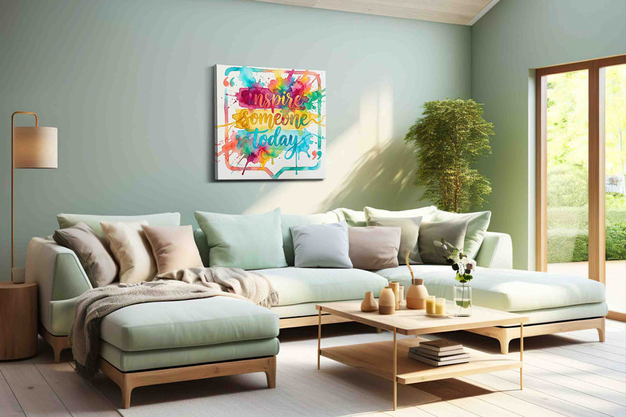 Vibrant Inspiration Splash motivational canvas print, hanging on wall