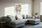 Vibrant Perfection motivational canvas print, displayed in a living room