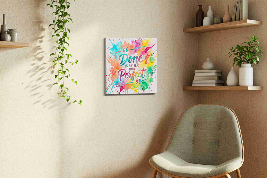 Vibrant Perfection motivational canvas print in a living room scene