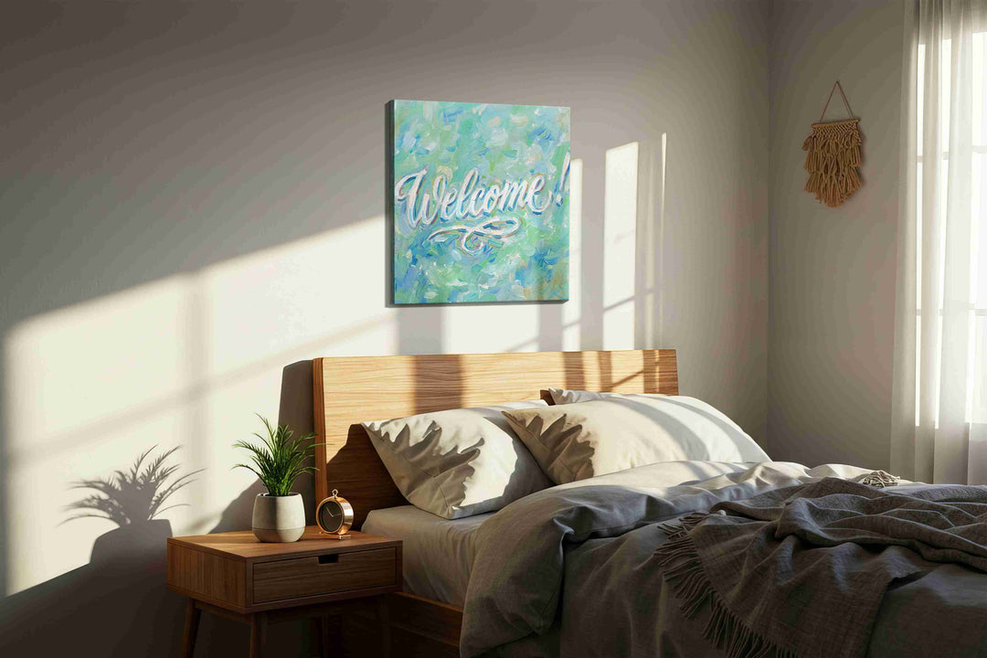 Whimsical Welcome Whirl - Typography Wall Art, Word Art Canvas Print, Quote Decor