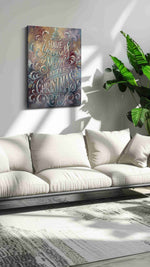 Whimsical Winter Wishes typography canvas print, on wall, lifestyle preview