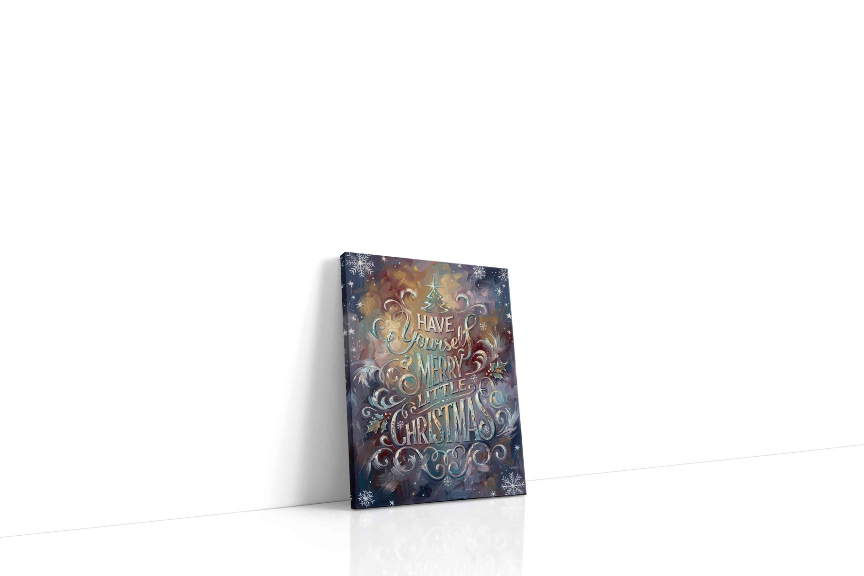 Whimsical Winter Wishes typography canvas print gallery-wrapped portrait canvas studio shot