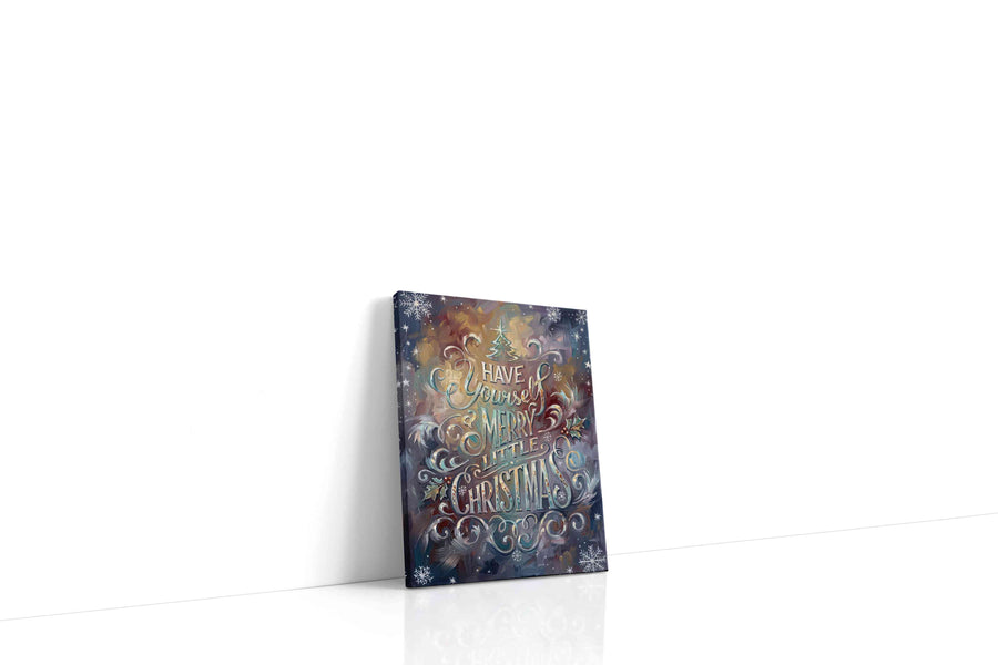 Whimsical Winter Wishes typography canvas print gallery-wrapped portrait canvas studio shot