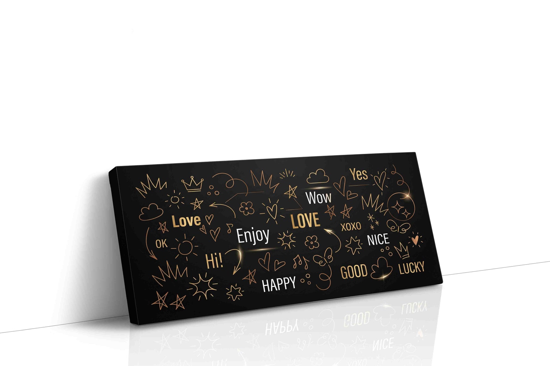 Whimsical Words of Joy motivational canvas print gallery-wrapped landscape canvas studio shot