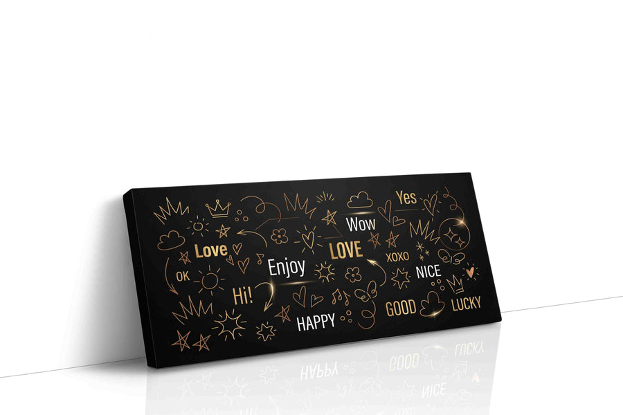 Whimsical Words of Joy motivational canvas print gallery-wrapped landscape canvas studio shot