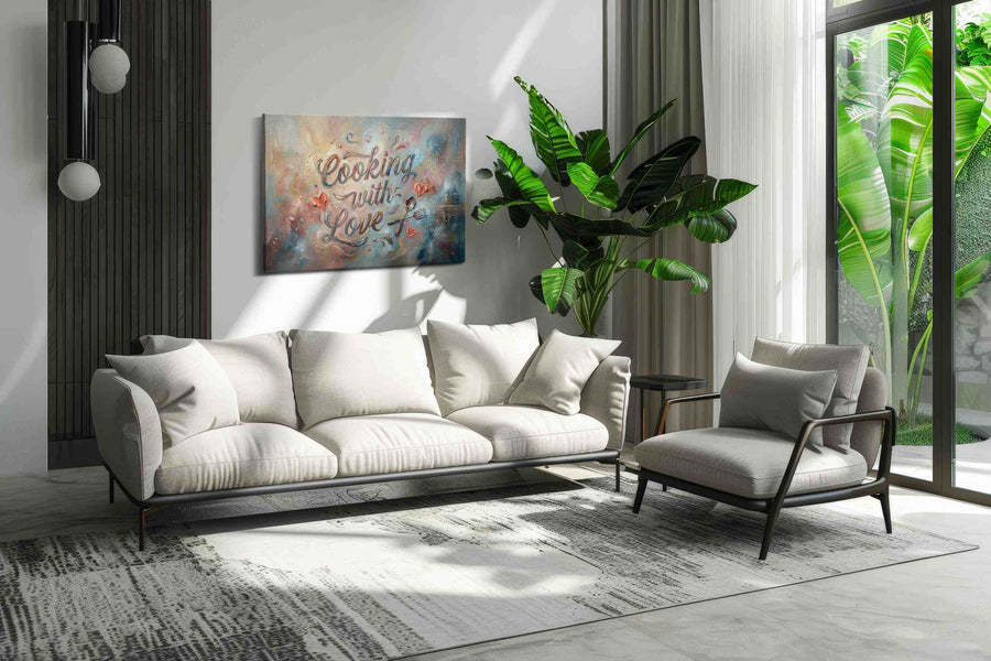 Whisked Affection typography canvas print, on wall, lifestyle preview