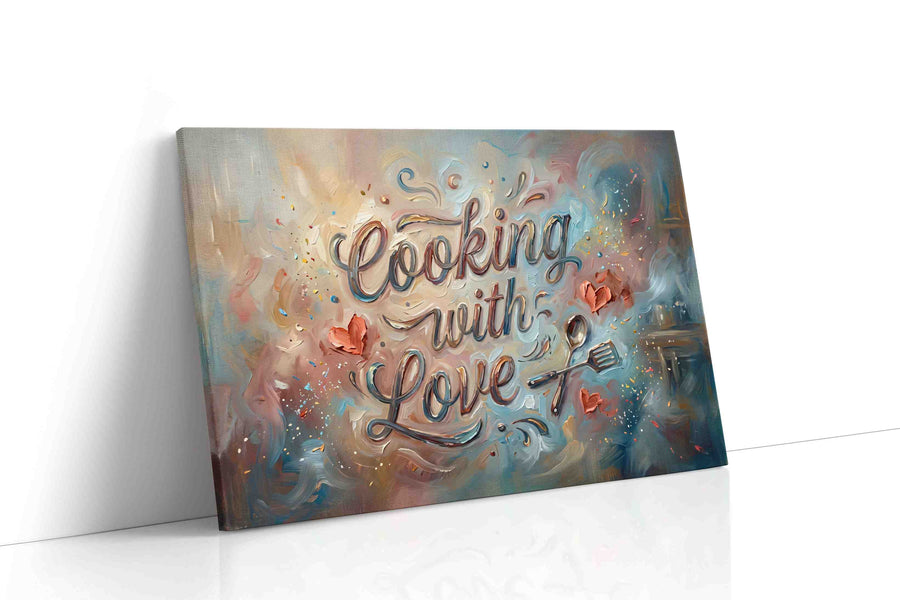 Whisked Affection typography canvas print gallery-wrapped landscape canvas studio shot
