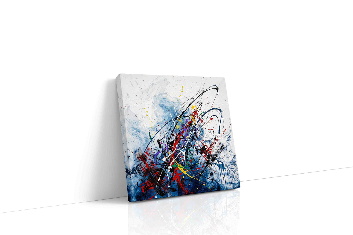Celestial Whirlwind Symphony abstract canvas print gallery-wrapped square canvas studio shot