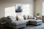 Celestial Whirlwind Symphony abstract canvas print, displayed in a living room