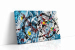 Chaotic Symphony in Blue abstract canvas print gallery-wrapped landscape canvas studio shot