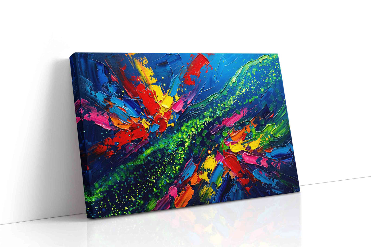 Cosmic Burst of Colors abstract canvas print gallery-wrapped landscape canvas studio shot