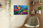 Cosmic Burst of Colors abstract canvas print, displayed in a living room