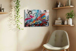 Cosmic Chaos Symphony abstract canvas print, displayed in a living room