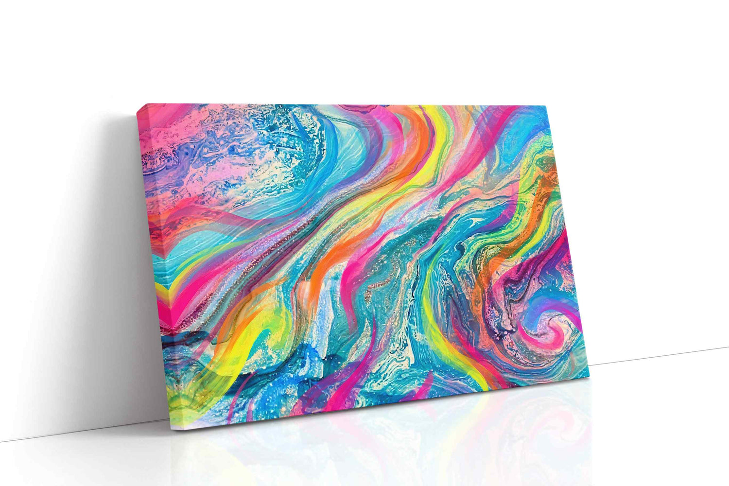 Cosmic Color Cascade abstract canvas print, gallery-wrapped, ready to hang