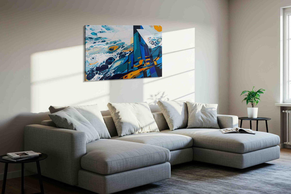 Cosmic Peaks of Abstraction abstract canvas print, displayed in a living room