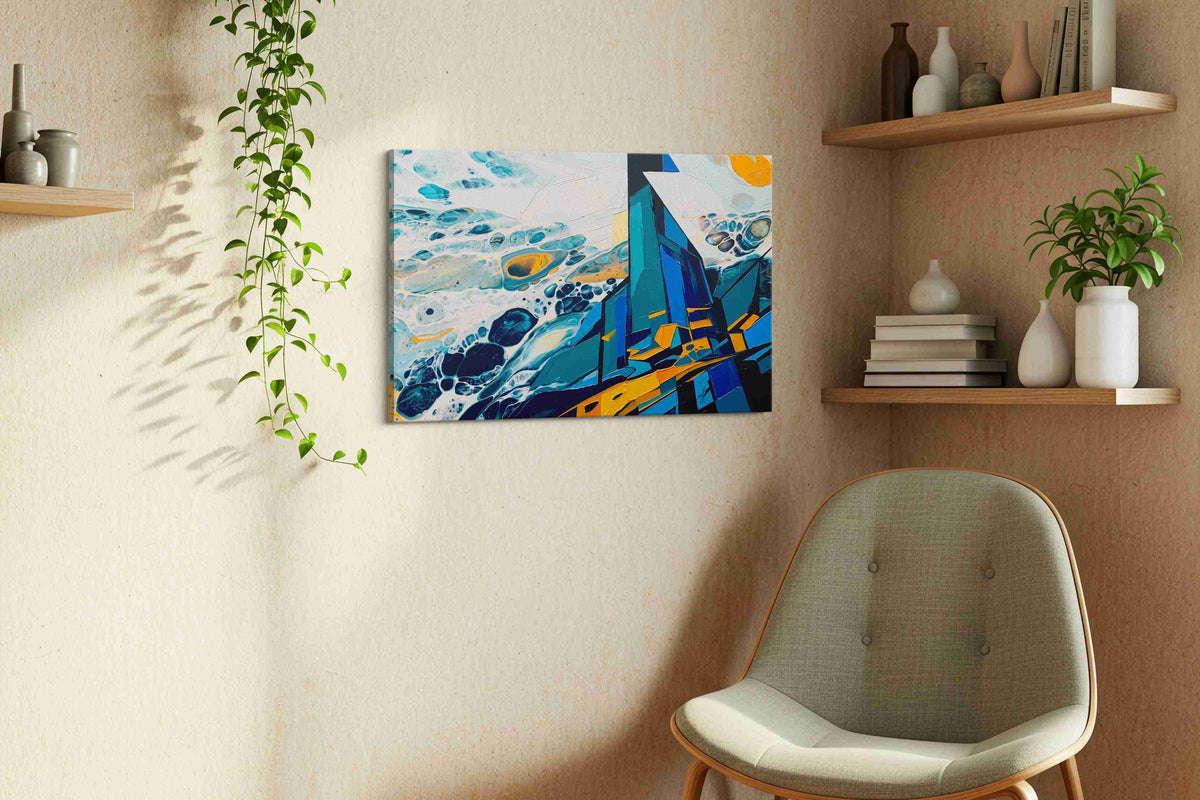 Cosmic Peaks of Abstraction abstract canvas print, hanging on wall — view 4