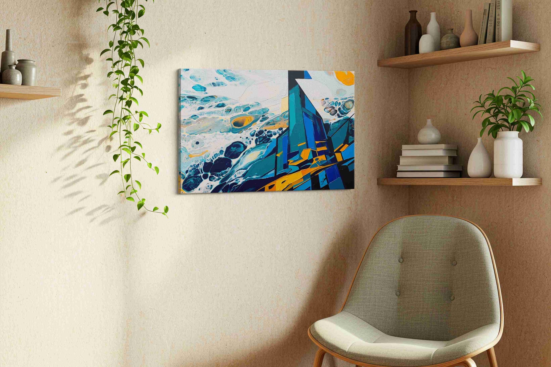 Cosmic Peaks of Abstraction abstract canvas print, hanging on wall — view 4