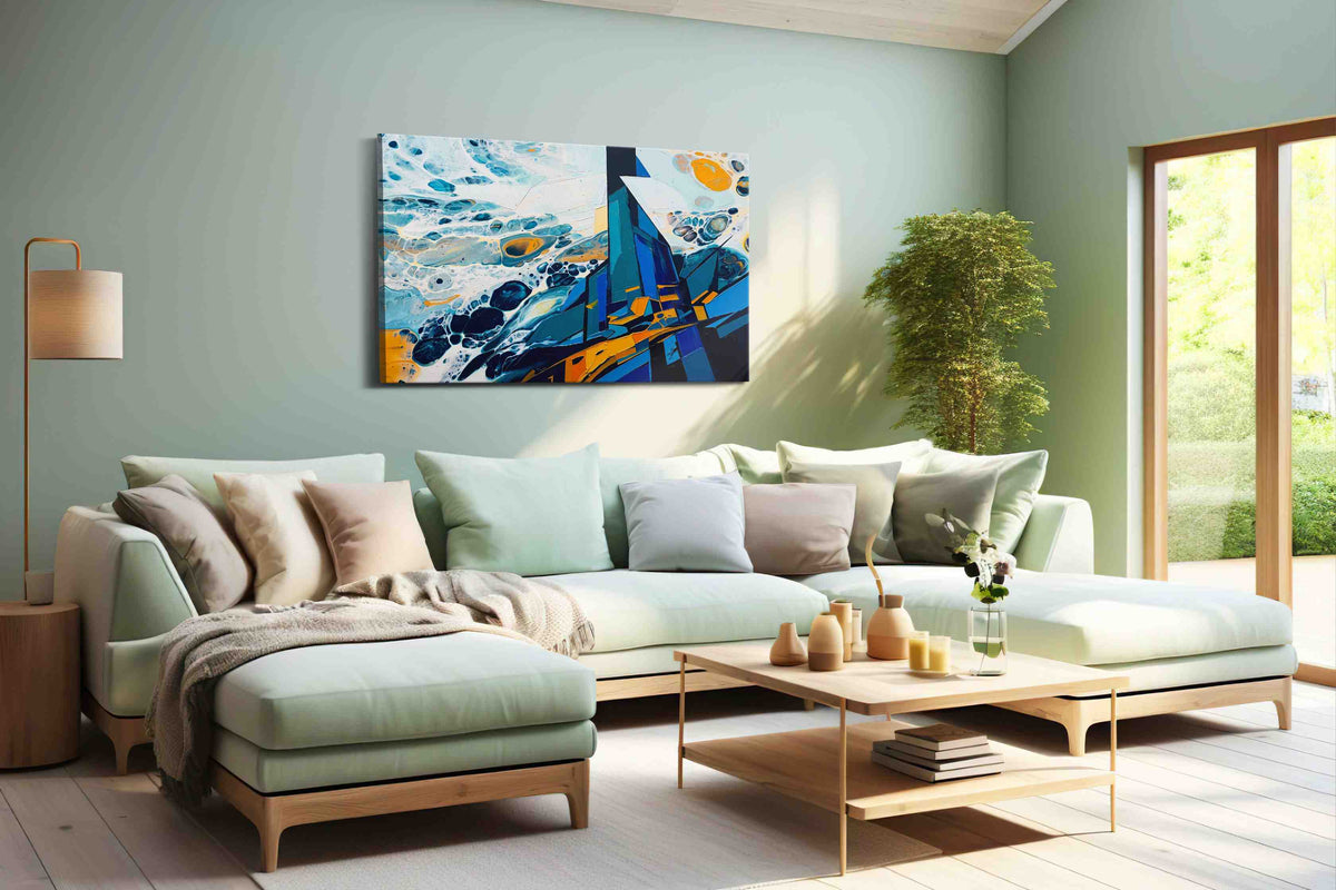 Cosmic Peaks of Abstraction abstract canvas print shown in a wall scene