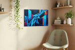 Electric Symphony abstract canvas print, displayed in a living room