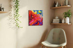 Eruptive Symphony abstract canvas print in a living room scene