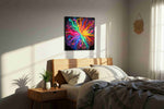 Eternal Vortex of Color abstract canvas print, displayed in a bedroom