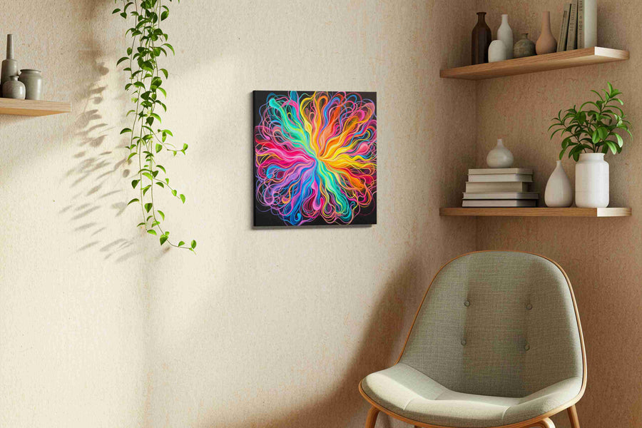 Eternal Vortex of Color abstract canvas print, displayed in a living room