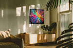 Eternal Vortex of Color abstract canvas print in a hung canvas mockup