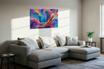 Ethereal Color Symphony abstract canvas print, displayed in a living room