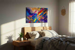 Euphoria in Motion abstract canvas print, displayed in a bedroom