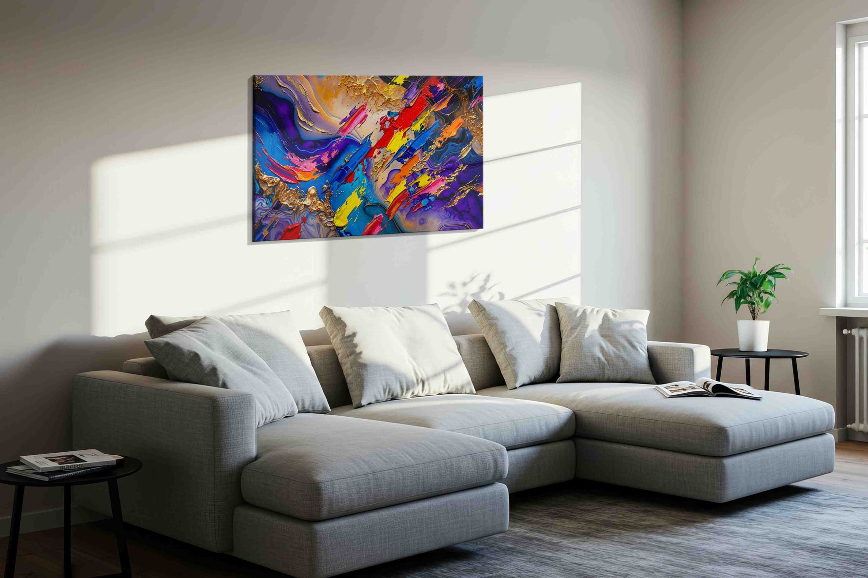 Euphoria in Motion abstract canvas print in a living room scene