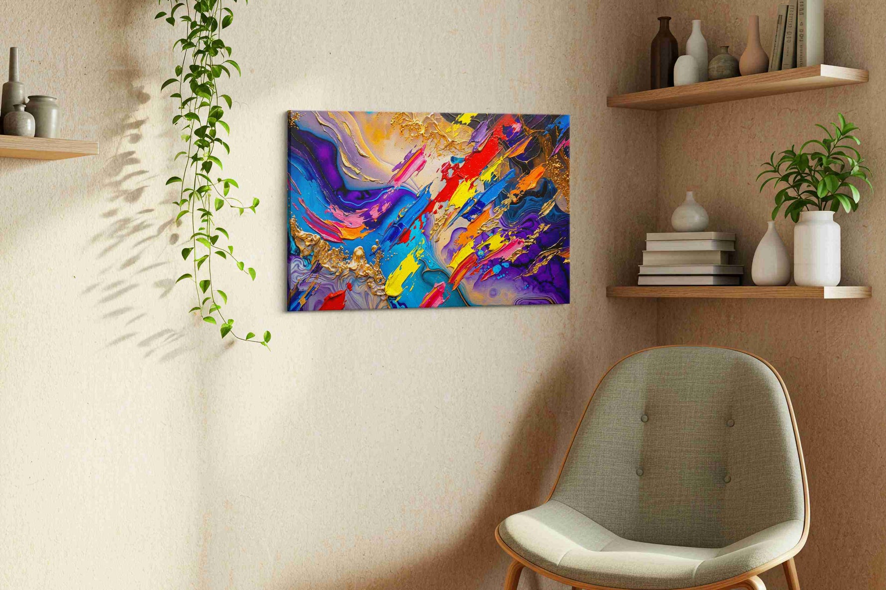 Euphoria in Motion abstract canvas print, displayed in a living room