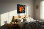Explosive Symphony abstract canvas print, displayed in a bedroom