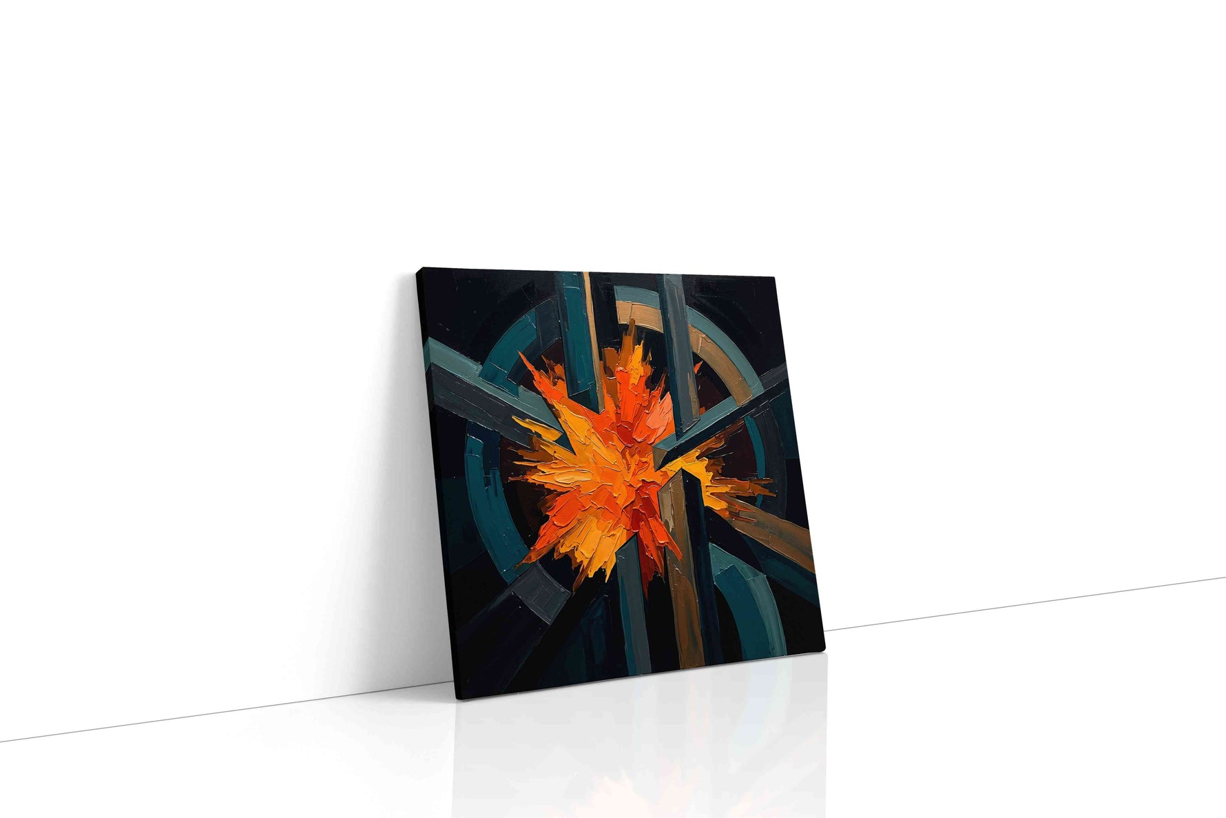 Explosive Symphony abstract canvas print gallery-wrapped square canvas studio shot