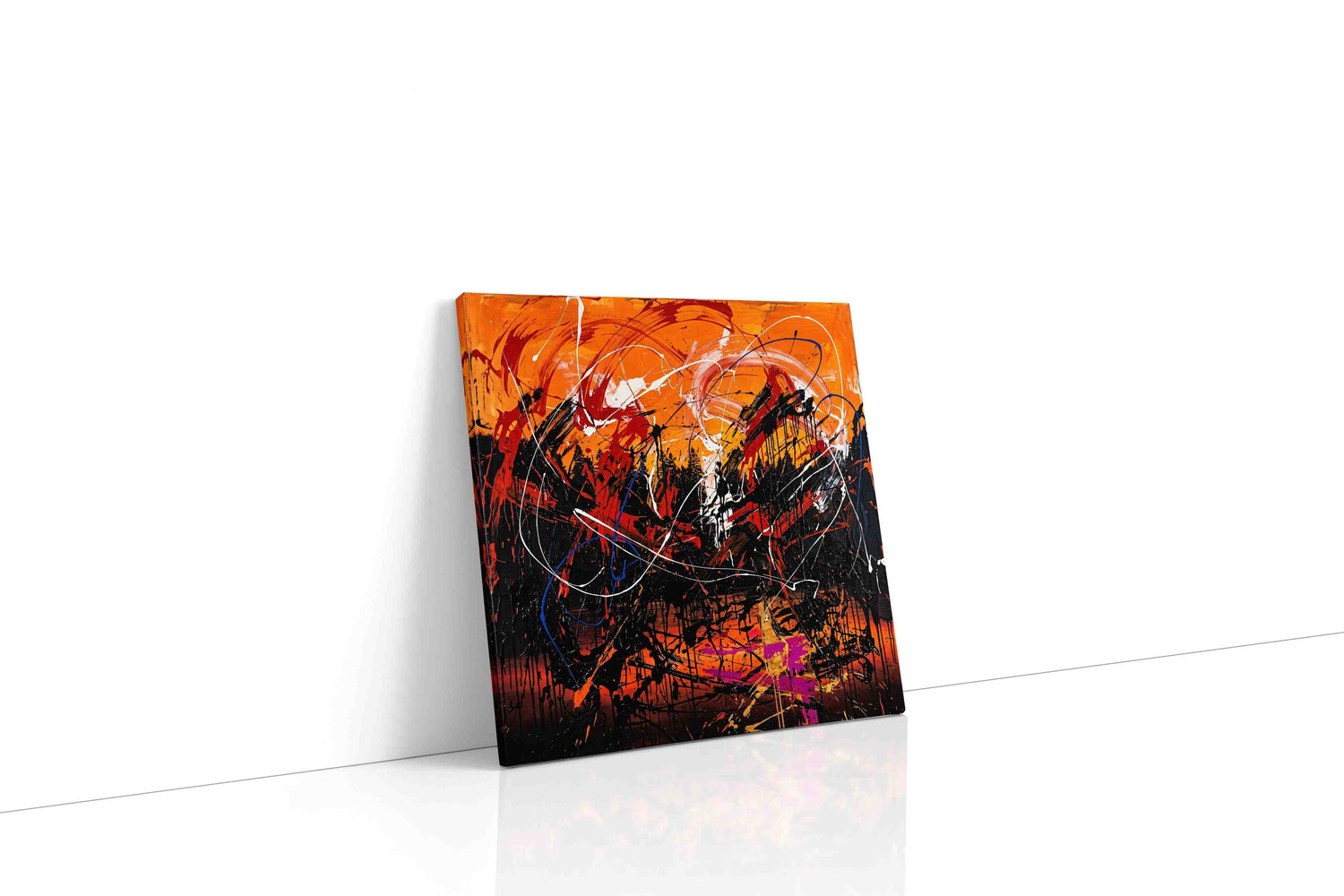 Fiery Whirlwind abstract canvas print, gallery-wrapped, ready to hang