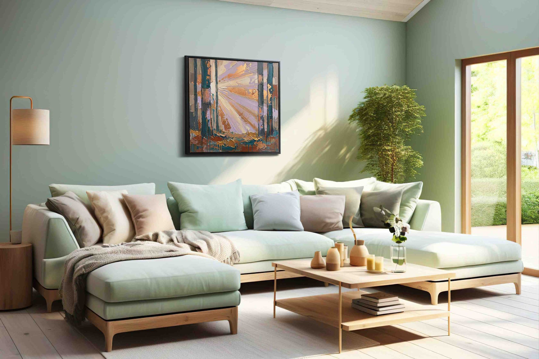 Luminescent Forest Dawn nature canvas print, hanging on wall