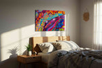 Luminous Kaleidoscope Dream abstract canvas print, displayed in a bedroom