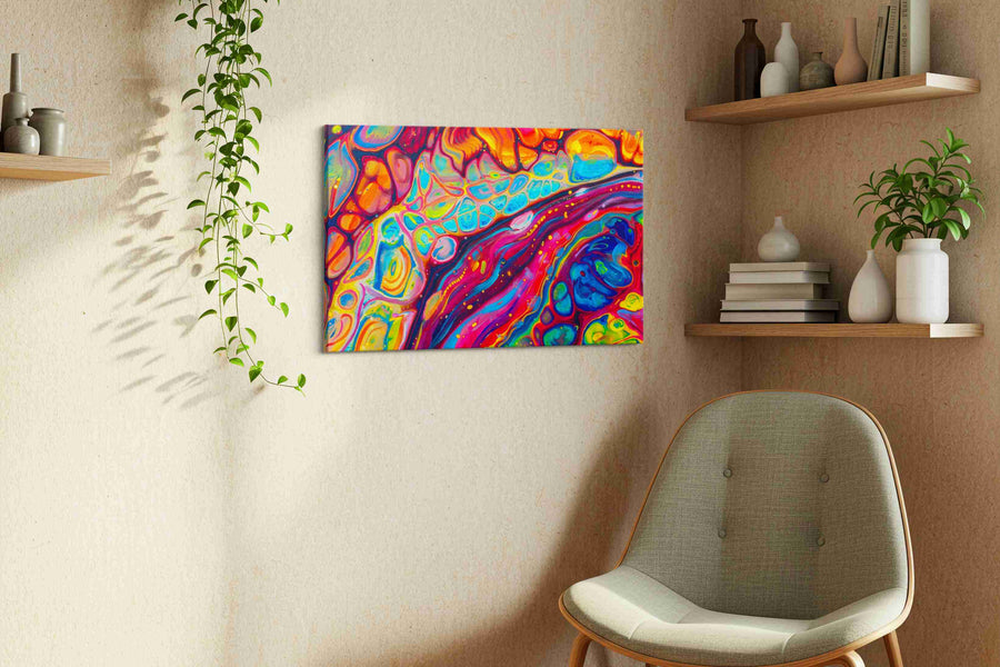 Luminous Kaleidoscope Dream abstract canvas print, hanging on wall — view 2