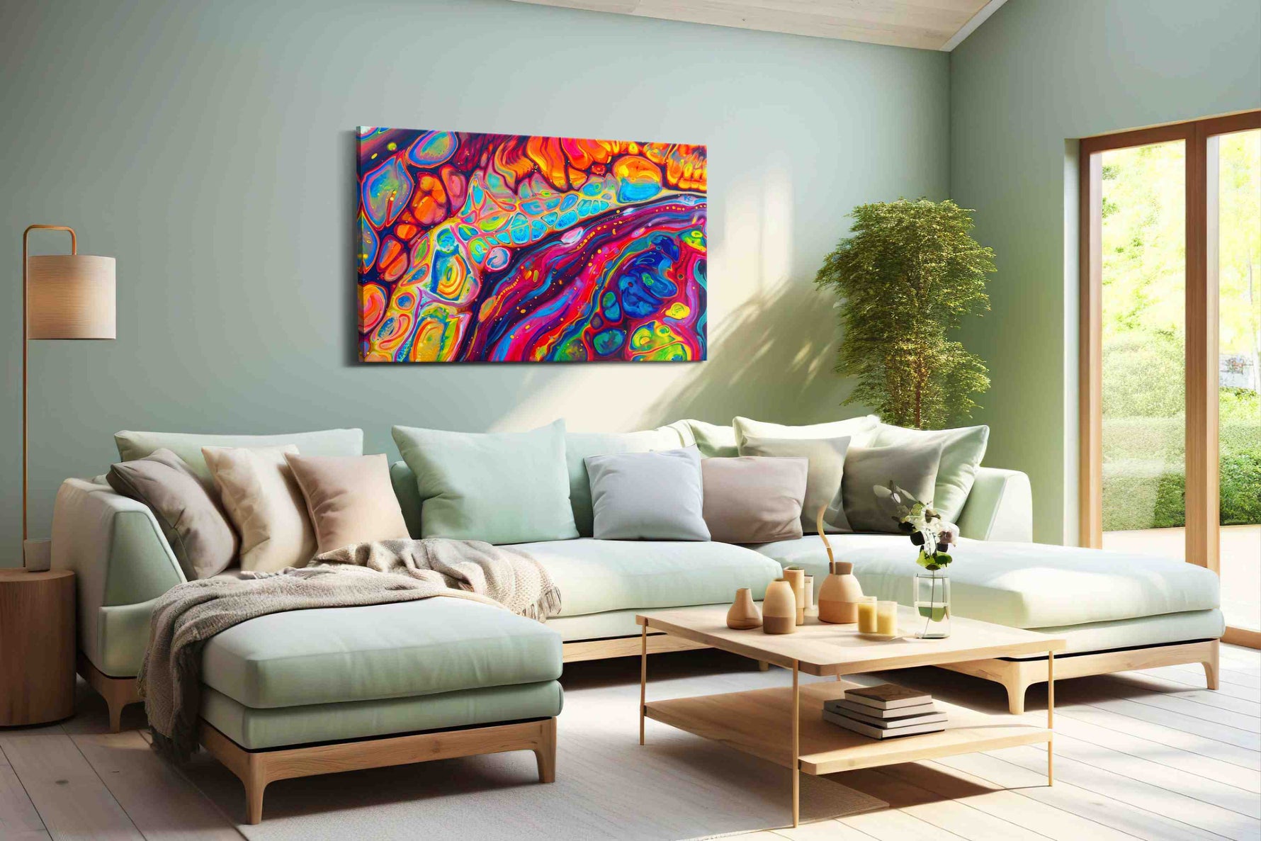 Luminous Kaleidoscope Dream abstract canvas print, hanging on wall