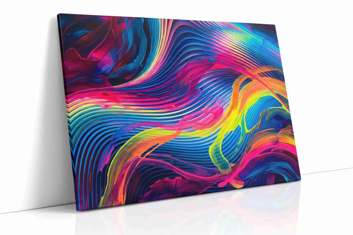 Prismatic Waves of Euphoria abstract canvas print, gallery-wrapped, ready to hang