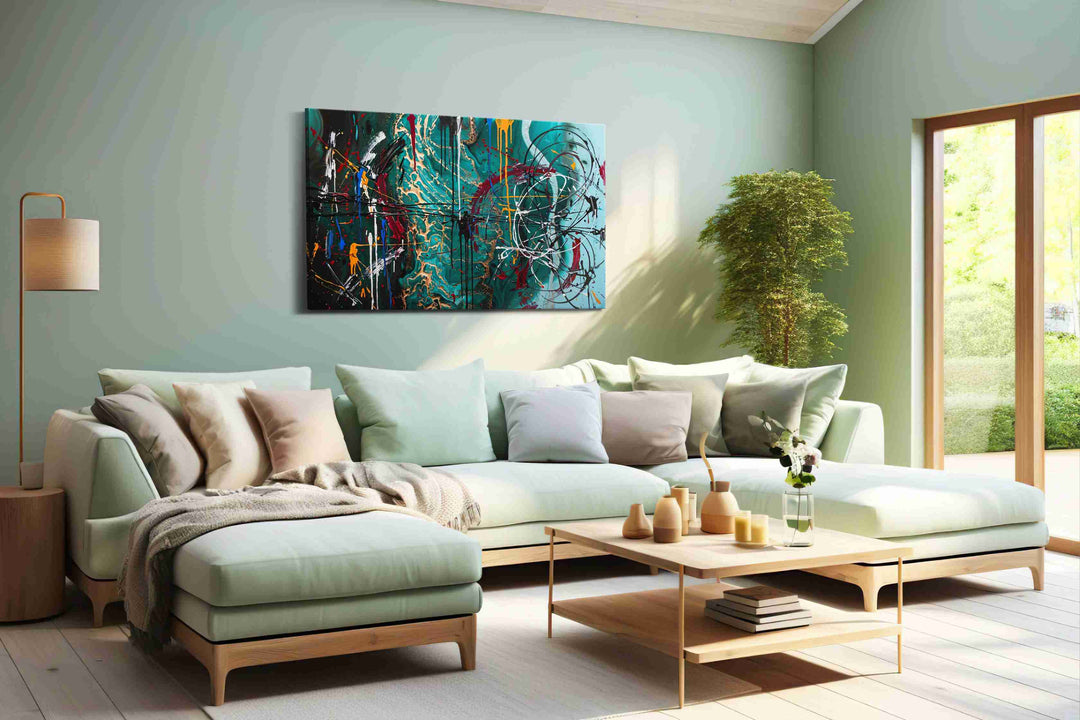 Turquoise Chaos - Abstract Art, Modern Wall Art, Contemporary Canvas Art