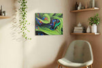 Urban Jungle Symphony abstract canvas print styled in a living room
