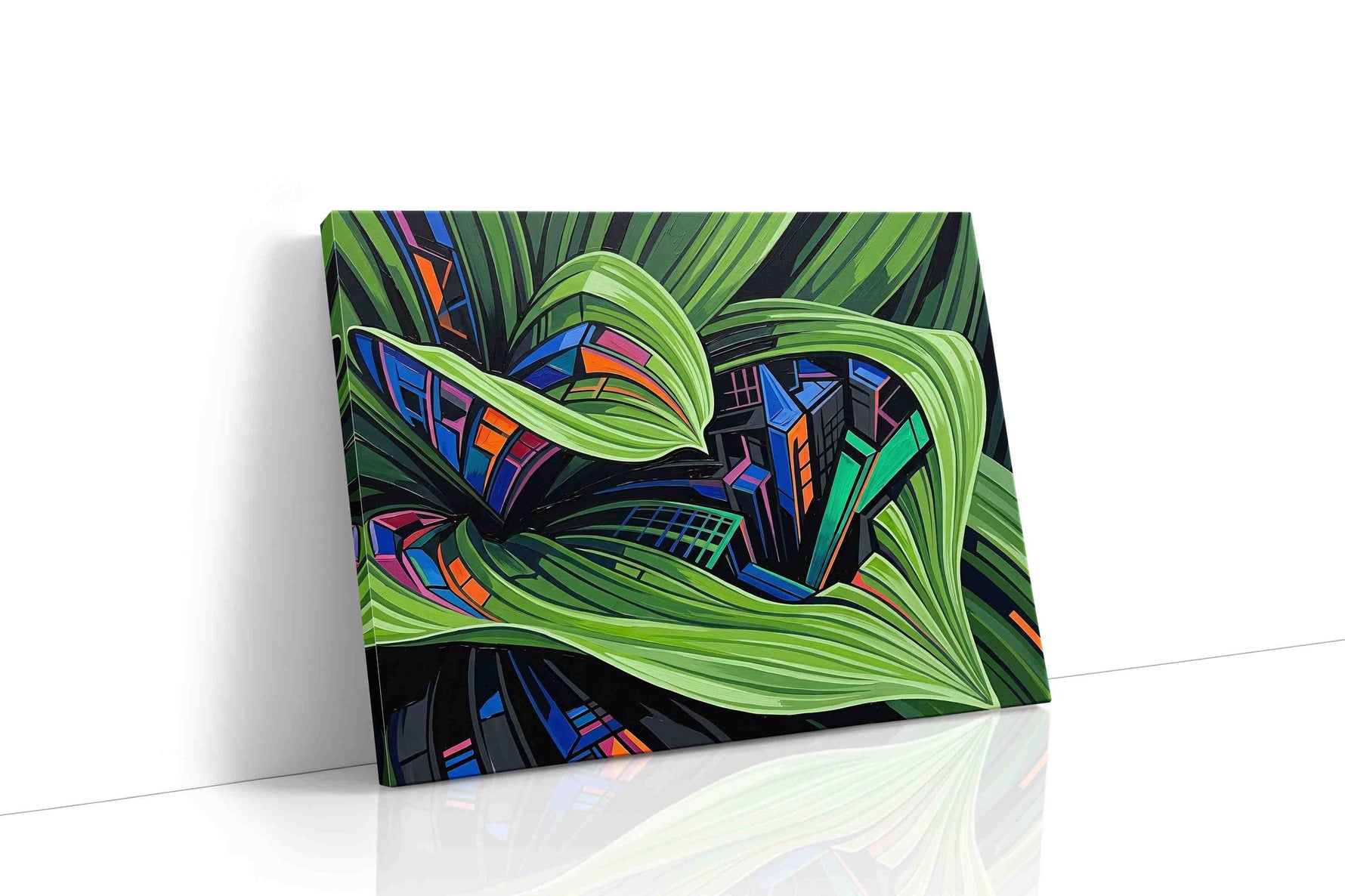 Urban Jungle Symphony abstract canvas print, gallery-wrapped, ready to hang