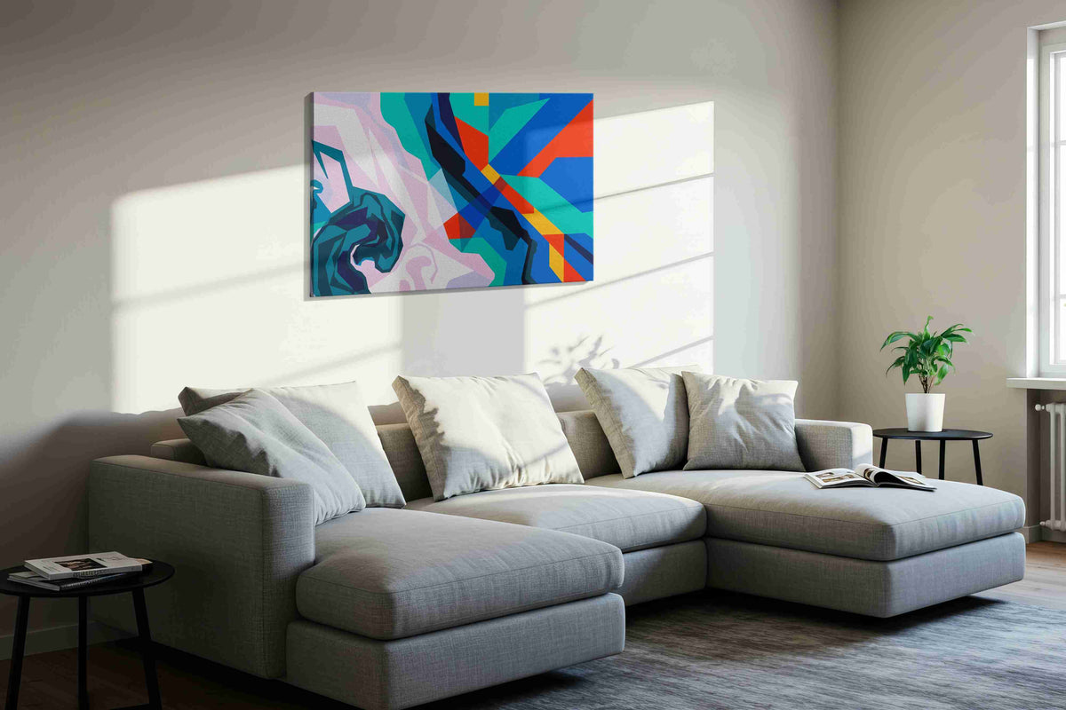 Vibrant Harmonies abstract canvas print in a living room scene