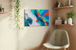 Vibrant Harmonies abstract canvas print, displayed in a living room