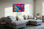 Vibrant Symphony of Colors abstract canvas print styled in a living room