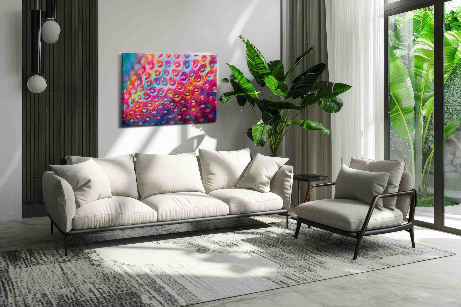 Vibrant Whirlwind Symphony abstract canvas print, on wall, lifestyle preview