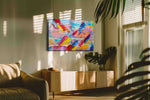 Vibrant Whispers abstract canvas print, on wall, lifestyle preview