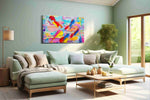 Vibrant Whispers abstract canvas print, hanging on wall