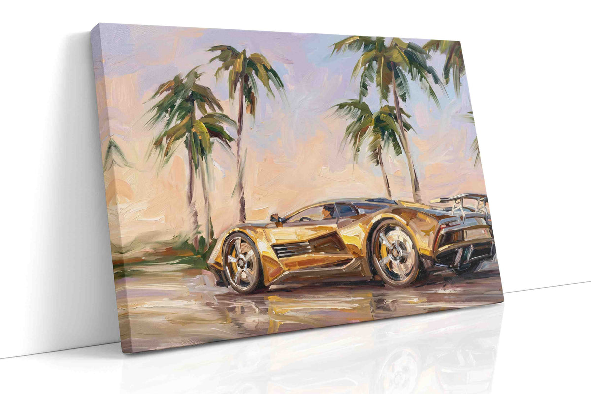 Golden Dreams on Palm Avenue automobile canvas print, gallery-wrapped, ready to hang